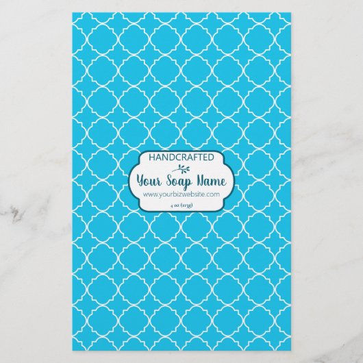 Blauw en wit Quatrefoil-witboek (Voorkant)