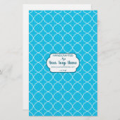 Blauw en wit Quatrefoil-witboek (Voorkant / Achterkant)