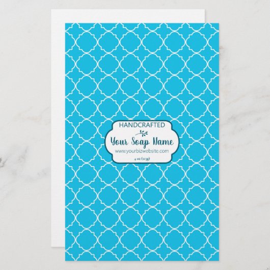 Blauw en wit Quatrefoil-witboek (Voorkant / Achterkant)