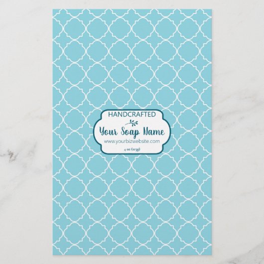 Blauw en wit Quatrefoil-witboek (Voorkant)