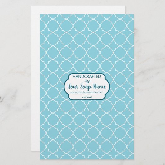 Blauw en wit Quatrefoil-witboek (Voorkant / Achterkant)