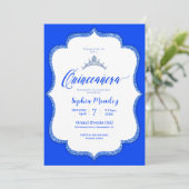 Blauw en wit Quinceanera Kaart (Staand voorkant)