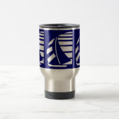 Blauw en wit Racing Sailboat Mok (Center)