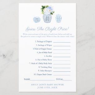 Blauw en wit raden de Kaart van het Baby shower Pr