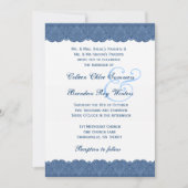 Blauw en wit ras Elegant Monogram Wedding R438 Kaart (Voorkant)