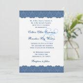 Blauw en wit ras Elegant Monogram Wedding R438 Kaart (Staand voorkant)