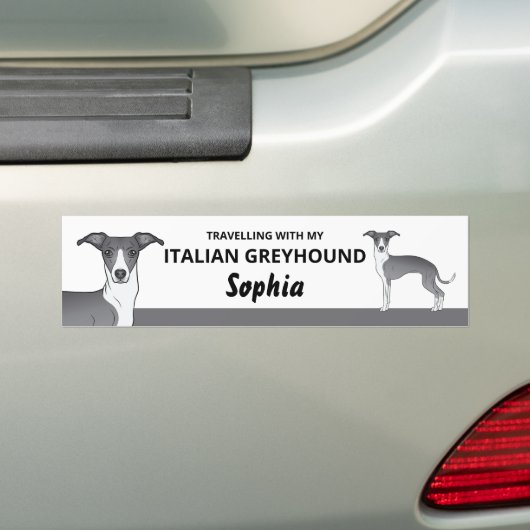 Blauw en wit - Reizen met mijn ijzige hond Bumpersticker (Op auto)
