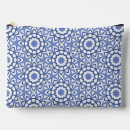 Blauw en wit repeterend ontwerp met ritssluiting etui