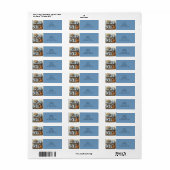 Blauw en Wit Retouradreslabel Koffieset Etiket (Full Sheet)