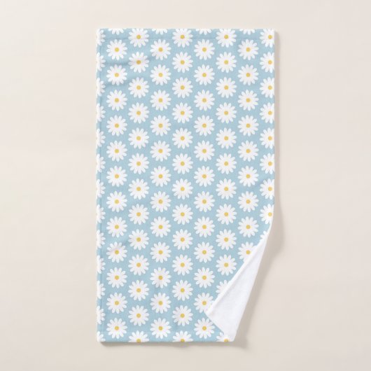 Blauw en wit Retro  Daisy Pattern Bad Handdoek (Handdoek)