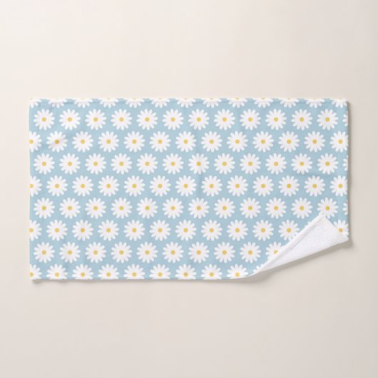 Blauw en wit Retro  Daisy Pattern Bad Handdoek (Handdoek)
