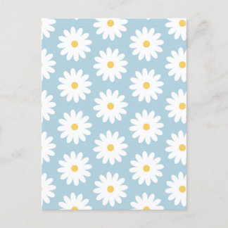 Blauw en wit Retro  Daisy Pattern Briefkaart