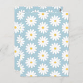 Blauw en wit Retro Daisy Pattern Briefkaart (Voorkant / Achterkant)
