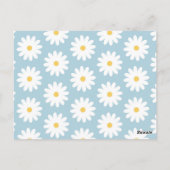 Blauw en wit Retro Daisy Pattern Briefkaart (Achterkant)