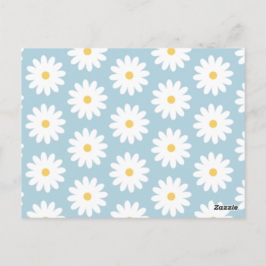Blauw en wit Retro Daisy Pattern Briefkaart (Achterkant)