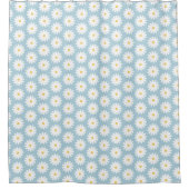 Blauw en wit Retro  Daisy Pattern Douchegordijn (Voorkant)