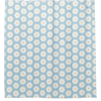 Blauw en wit Retro  Daisy Pattern Douchegordijn