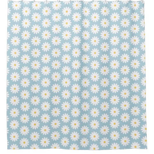 Blauw en wit Retro  Daisy Pattern Douchegordijn (Voorkant)