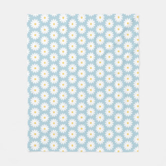 Blauw en wit Retro Daisy Pattern Fleece Deken