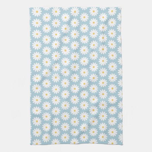 Blauw en wit Retro  Daisy Pattern Theedoek (Verticaal)
