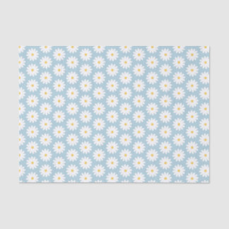 Blauw en wit Retro  Daisy Pattern Tissuepapier