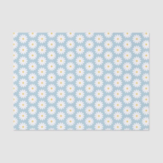Blauw en wit Retro  Daisy Pattern Tissuepapier (Voorkant)