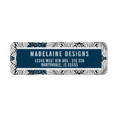 Blauw en wit Retro Thlef adres Fern Leaf Etiket (Voorkant)