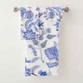Blauw en wit Romantic Chintz Floral Bad Handdoek (Insitu)
