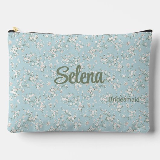 Blauw en Wit Romantisch Bloemen Bruidsmeisje Etui (Voorkant)