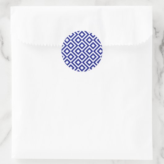 Blauw en wit ronde sticker (Tas)