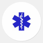 blauw en wit ronde sticker (Voorkant)