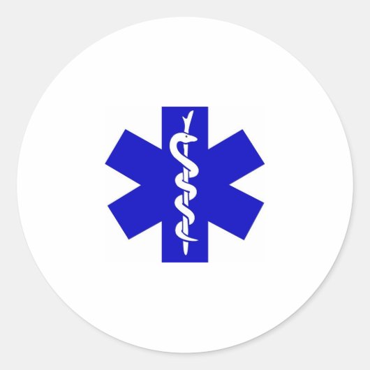 blauw en wit ronde sticker (Voorkant)