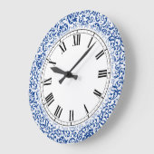 Blauw en wit Roos Damask Grote Klok (Hoek)