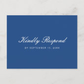 Blauw en Wit Rsvp met Script Maaltijd Keuze Uitnodiging Briefkaart (Voorkant)