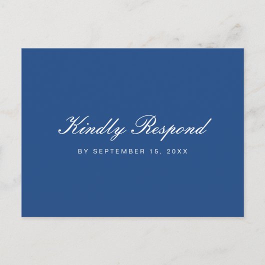 Blauw en Wit Rsvp met Script Maaltijd Keuze Uitnodiging Briefkaart (Voorkant)