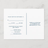 Blauw en Wit Rsvp met Script Maaltijd Keuze Uitnodiging Briefkaart (Achterkant)