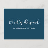 Blauw en Wit Rsvp met Script Maaltijd Keuze Uitnodiging Briefkaart (Voorkant)