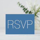 Blauw en Wit RSVP Wedding Response R02Z Kaartje (Staand voorkant)