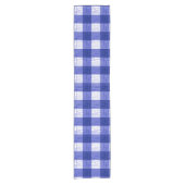 Blauw en wit ruitjespatroon met vette strepen korte tafelloper (Voorkant)