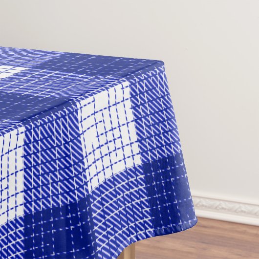 Blauw en wit ruitjespatroon met vette strepen tafelkleed
