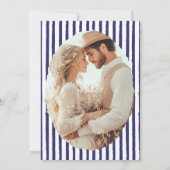Blauw en Wit Rustieke Bruiloft Save The Date (Achterkant)