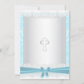 blauw en wit Satin Baptism / Christening Kaart (Achterkant)