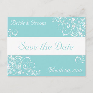 Blauw en wit Save the Date Briefkaarten