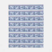 Blauw en wit scheepsanker fleece deken (Voorkant)