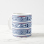 Blauw en Wit Scheepsankers Koffiemok (Voorkant links)