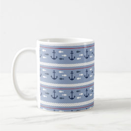 Blauw en Wit Scheepsankers Koffiemok
