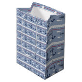 Blauw en Wit Scheepsankers Medium Cadeauzakje (Voorkant Gekanteld)