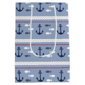 Blauw en Wit Scheepsankers Medium Cadeauzakje (Achterkant)