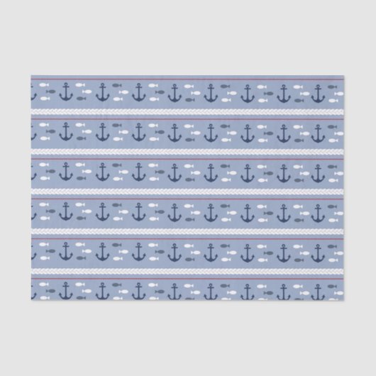 Blauw en Wit Scheepsankers Tissuepapier (Voorkant)