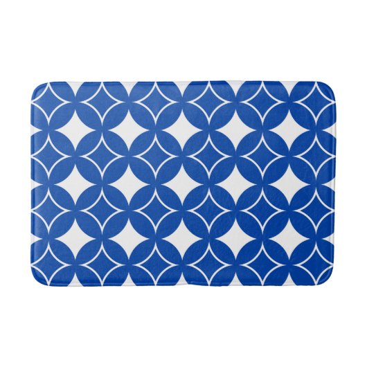 Blauw en wit scheepspatroon badmat (Voorkant)